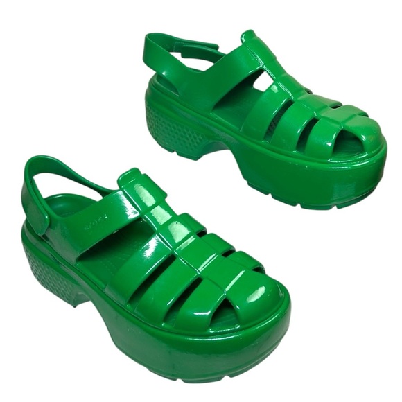 Crocs - Women’s ‘Stomp’ Fisherman High-Shine Platform Sandals - Green Ivy Size 9 - Picture 12 of 16